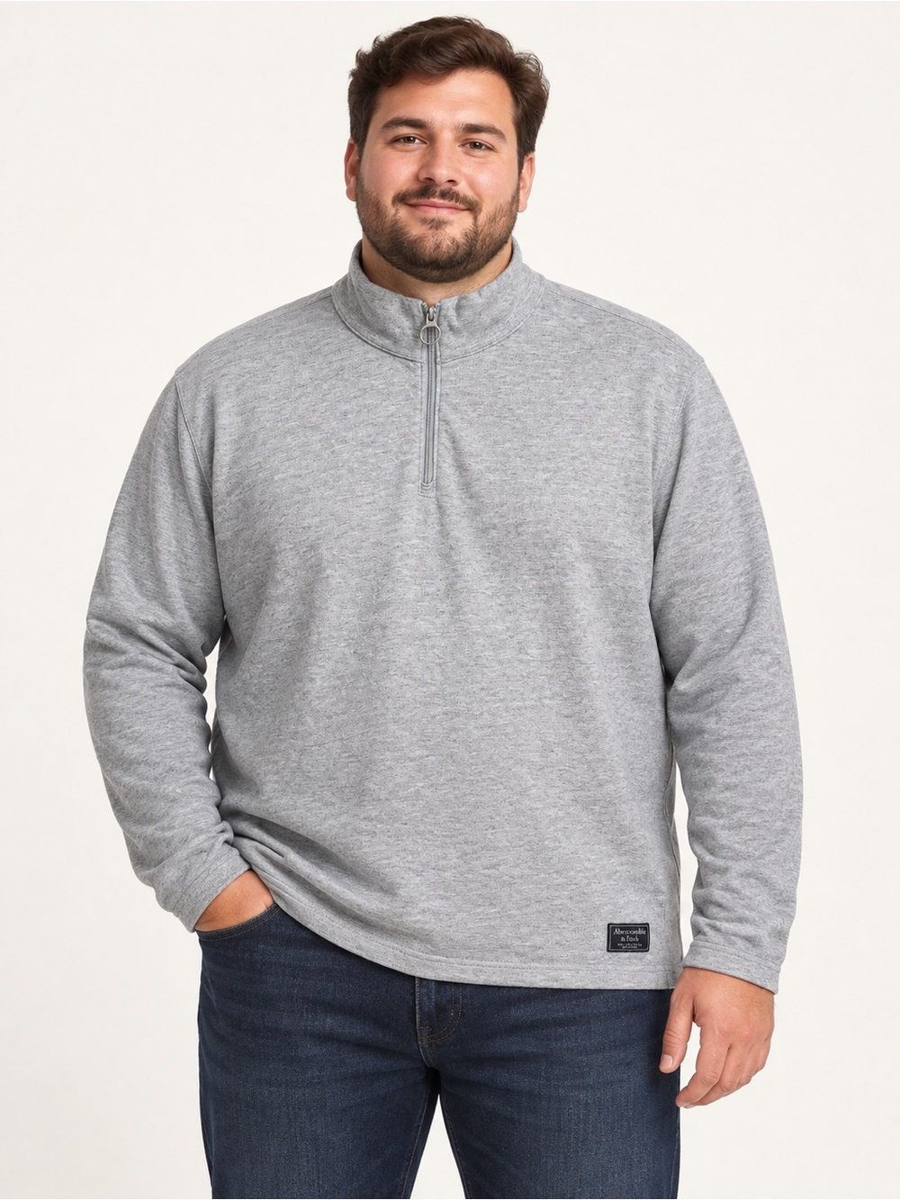 Abercrombie & Fitch Light Gray Half-Zip Sweater XXL